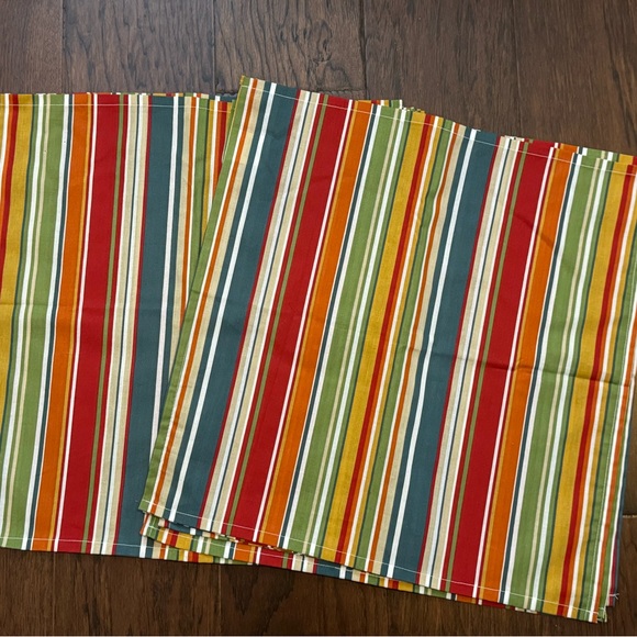 Set of 10 Ruvanti Premium Cloth Napkins Striped Salsa 100% Cotton Washable - Picture 5 of 5